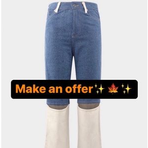 Unisex Heterochromatic Patchwork Denim Cut Put Jeans